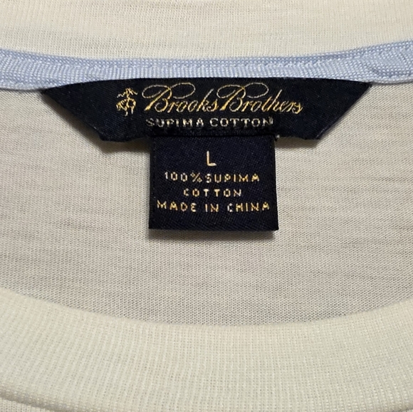 Brooks Brothers Supima® Cotton Logo T-Shirt - White SZ Large 22 P2P 28.5" L - Picture 3 of 8